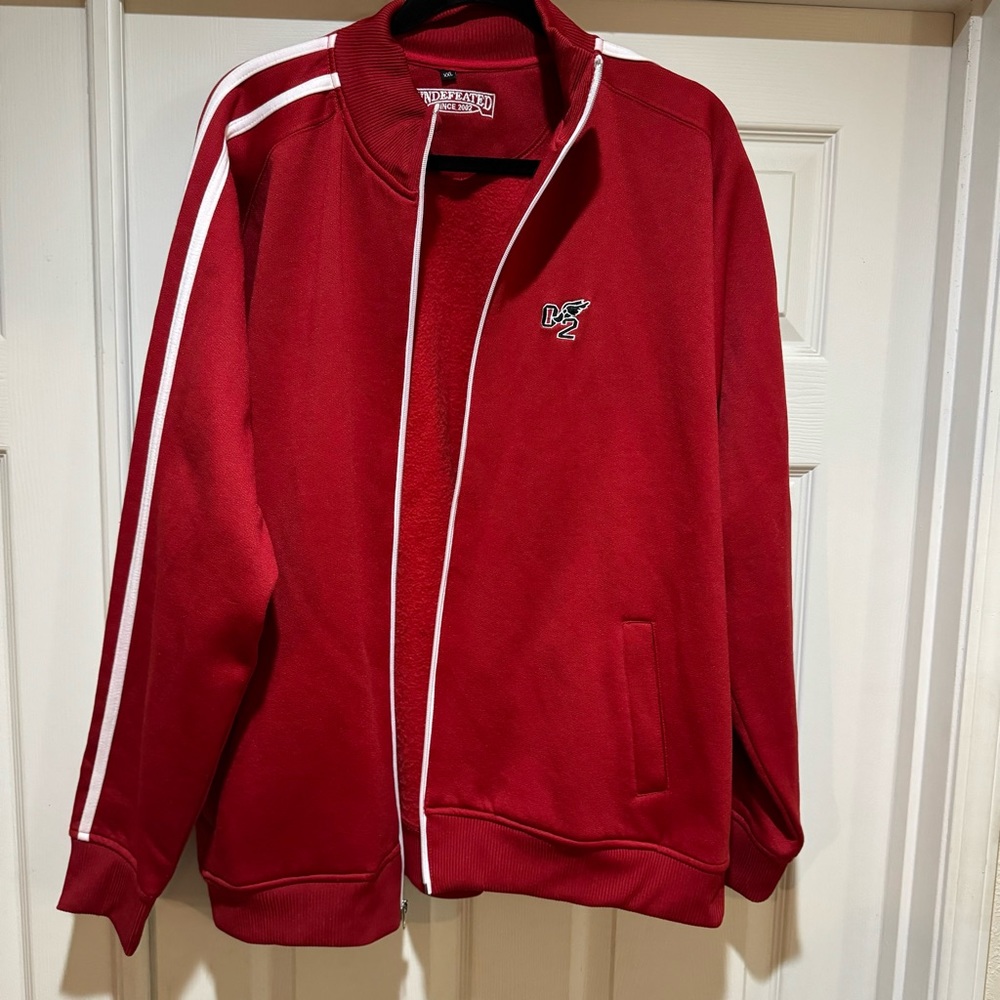 Undefeated Red - White Stripes Zipper Sweatshirt